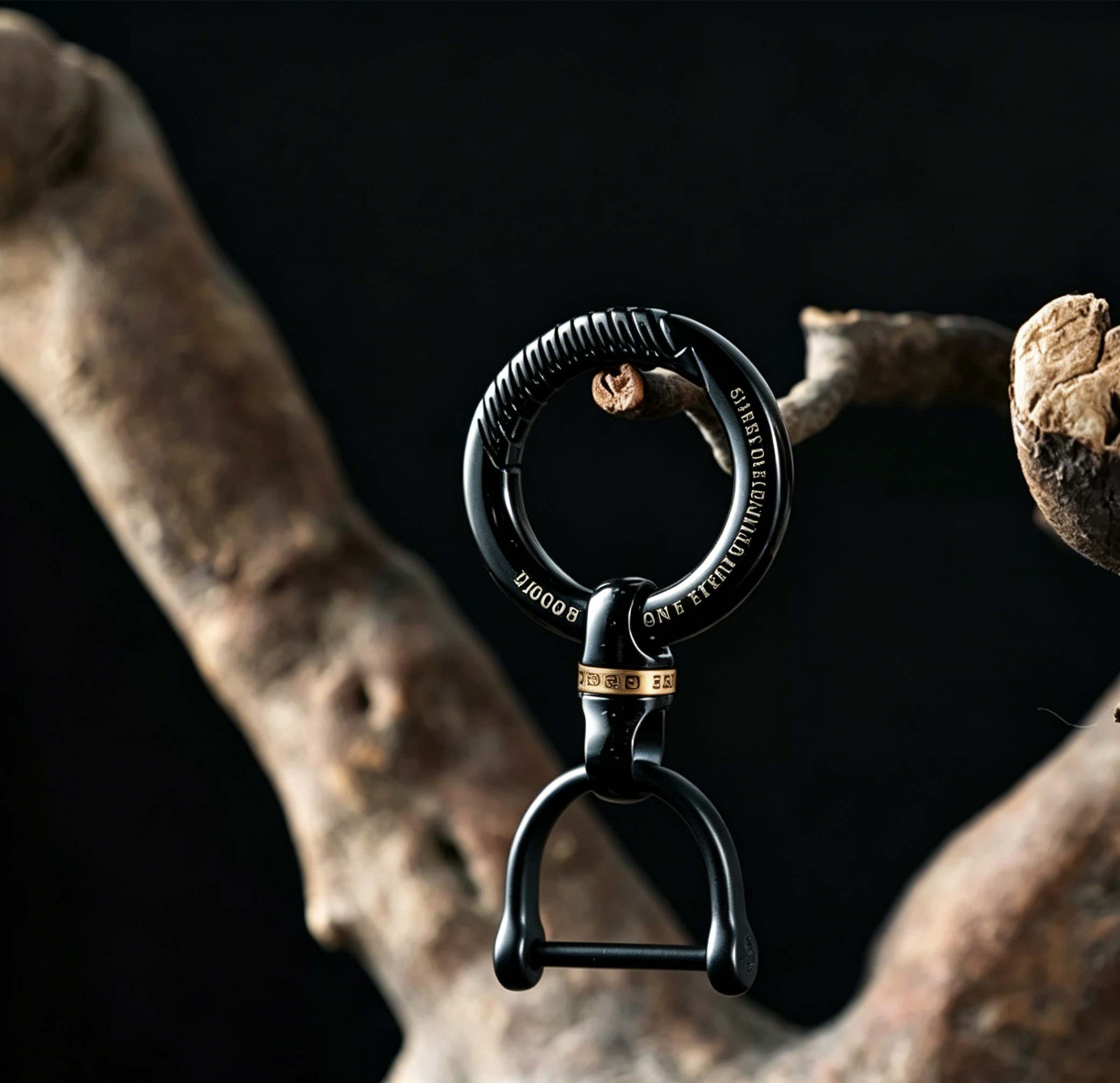 (Default Hong Kong Dollar) Titanium alloy black car keychain Black curved titanium edge 32MM - Image 7