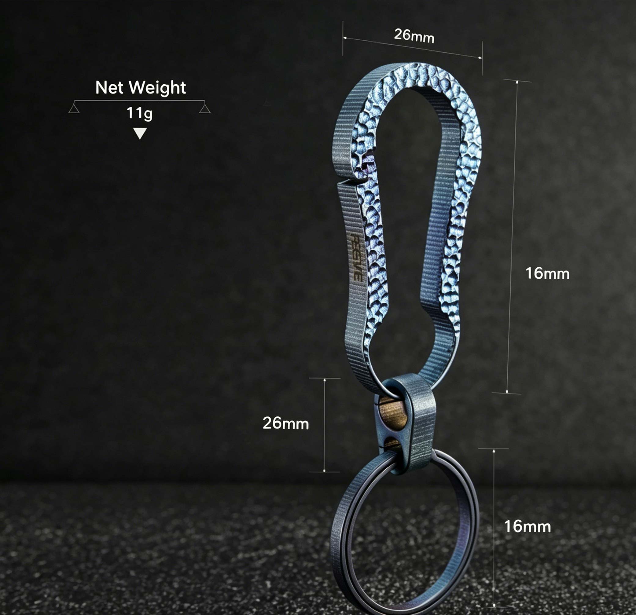 (Default Hong Kong Dollar) FEGVE Titanium Alloy Automotive Integrated Keychain TI007- Titanium U Stone Wash Original Color - Image 6