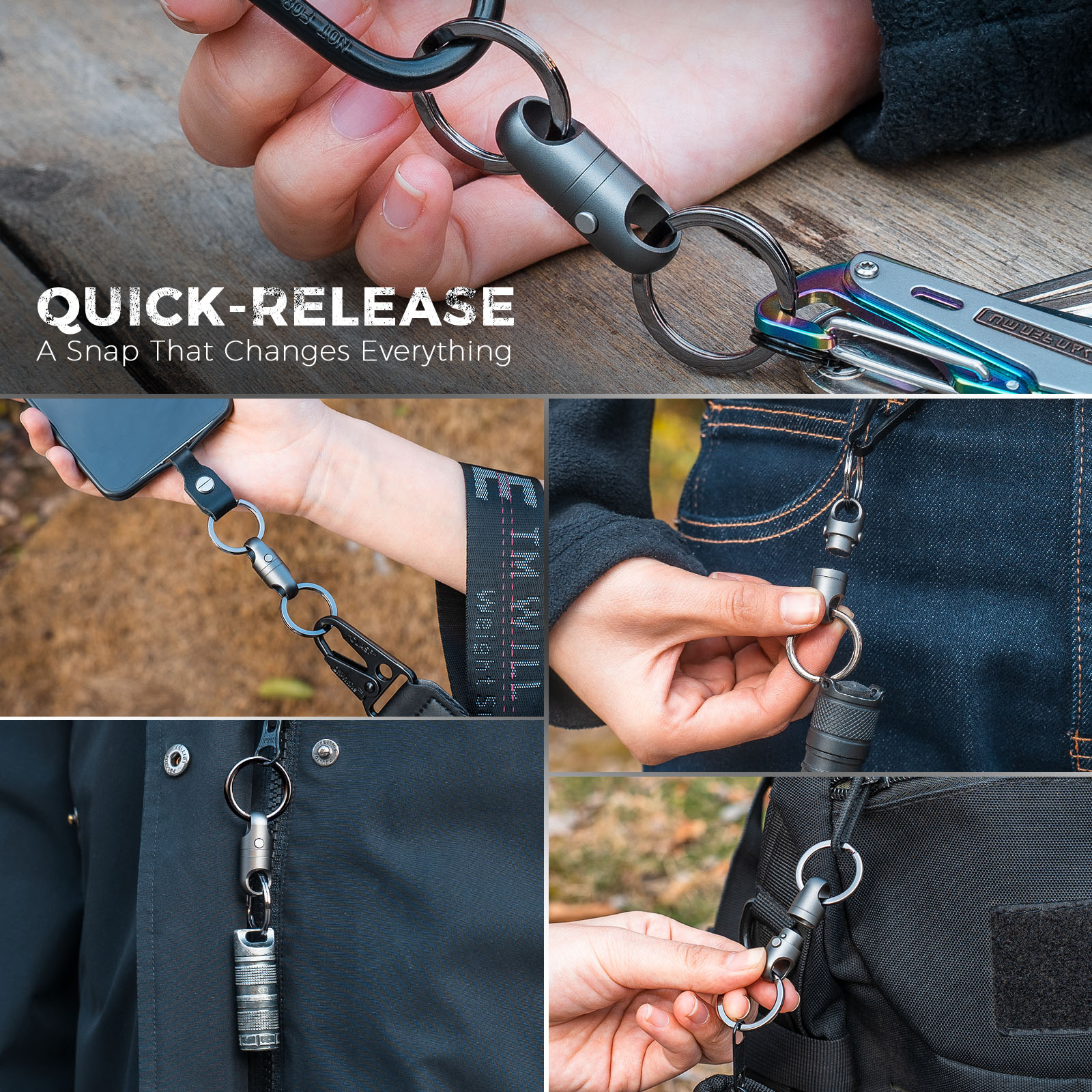 FEGVE new titanium alloy magnetic quick release keychain( gray) - Image 4
