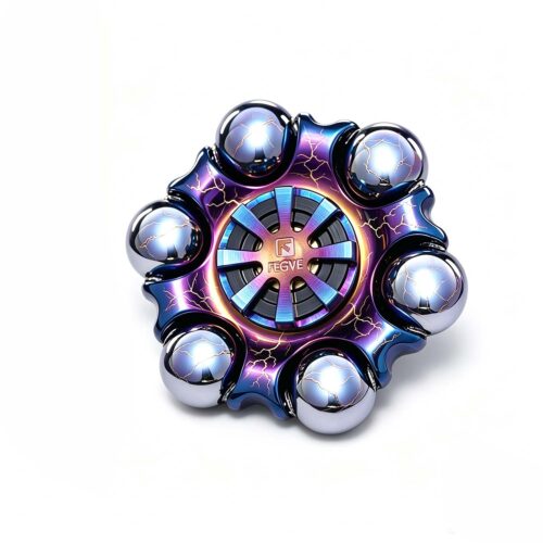 (Default Hong Kong Dollar) FEGVE Reunion Titanium Alloy Fingertip Gyroscope Pressure Reducing EDC (Frosted Reunion Grilled Blue Thunder Pattern)