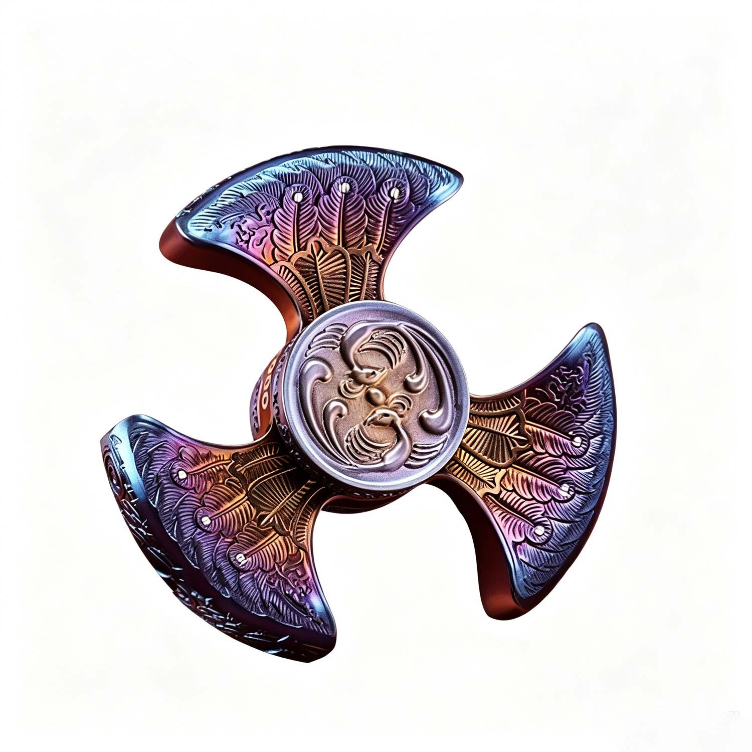 (Default Hong Kong Dollar) FEGVE Bath Fire Phoenix Chicken Year Commemorative Edition Titanium Alloy Relief Pattern Fingertip Gyroscope - Image 8