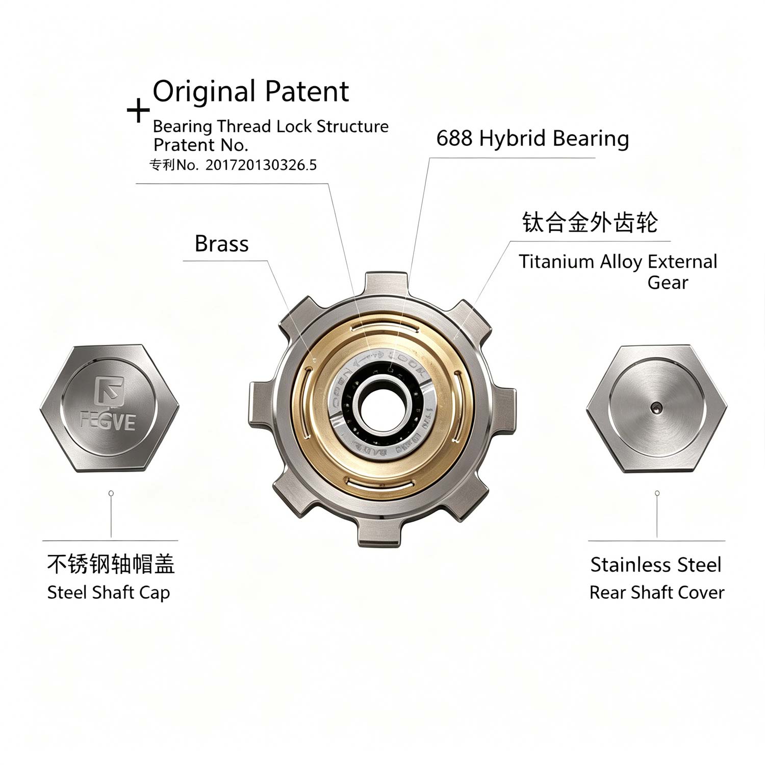 (Default Hong Kong Dollar) FEGVE Rotating Titanium Alloy Copper Stainless Steel Fingertip Gyroscope Reincarnation fingertip gyroscope - Image 4