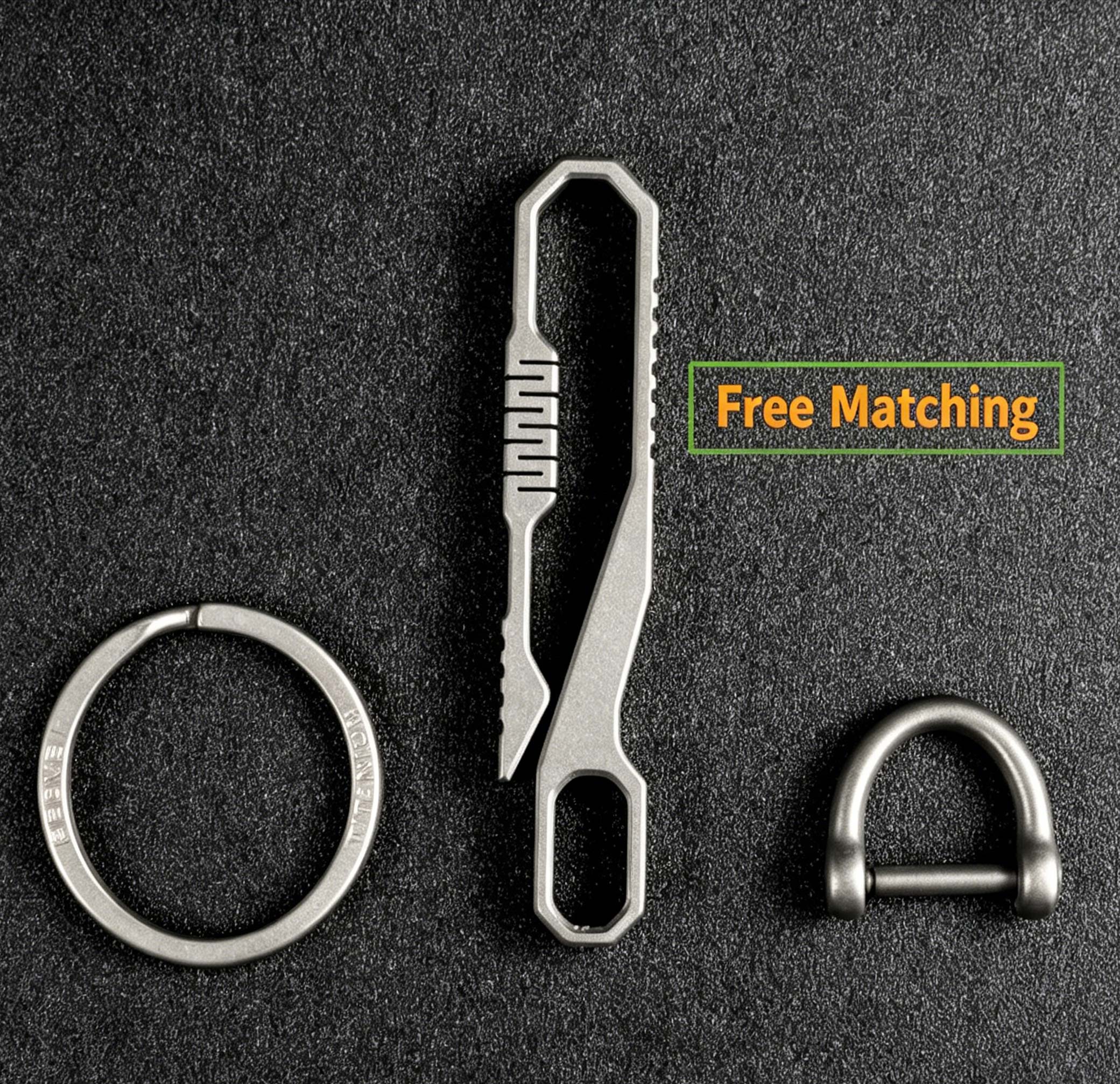 (Default Hong Kong Dollar) Fegve titanium alloy multifunctional belt keychain Ti-080 Titanium Speed - Image 2