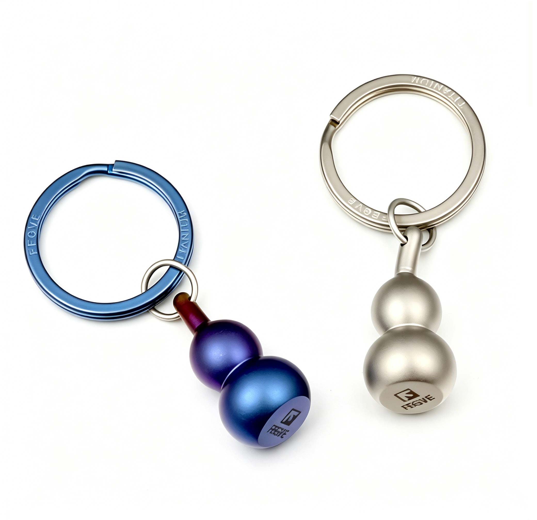 (Default Hong Kong Dollar) FEGVE Wealth Attraction All Titanium Alloy Gourd Keychain Pendant E226 Titanium gourd frosted+circle - Image 7