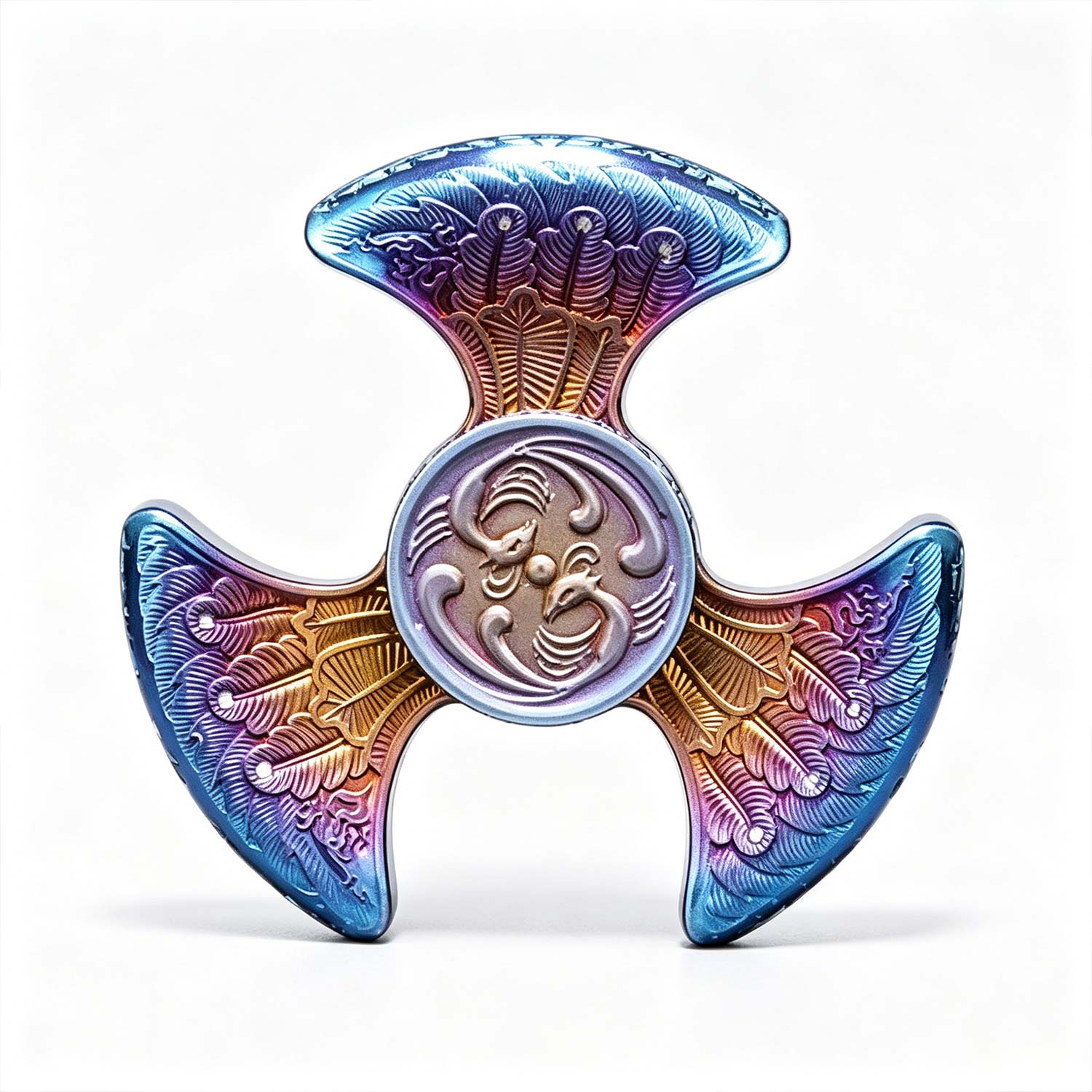 (Default Hong Kong Dollar) FEGVE Bath Fire Phoenix Chicken Year Commemorative Edition Titanium Alloy Relief Pattern Fingertip Gyroscope