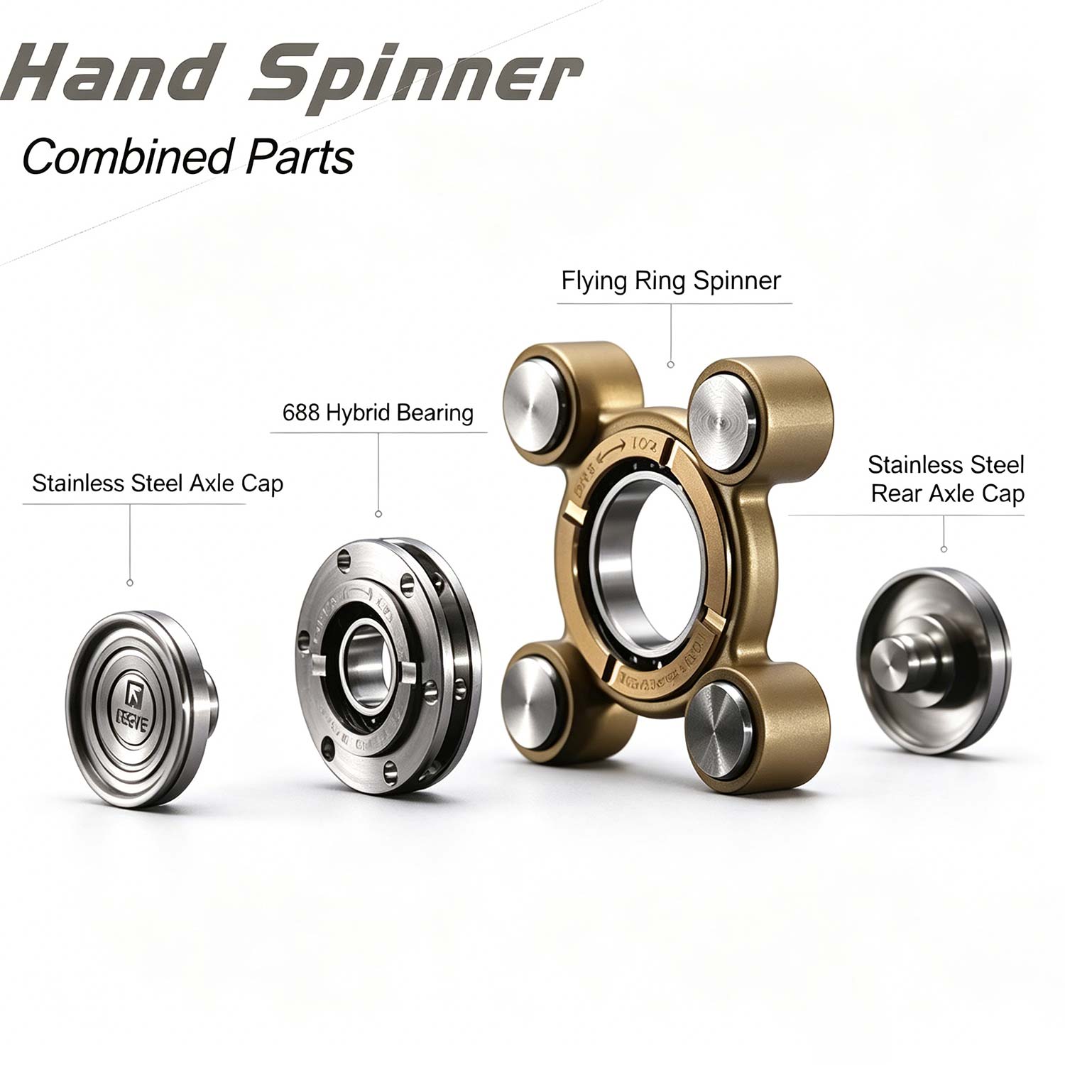 (Default Hong Kong Dollar) Fegve Feitian Air Copper Stainless Steel Combination Fingertip Gyroscope Adult Decompression EDC Toy - Image 2