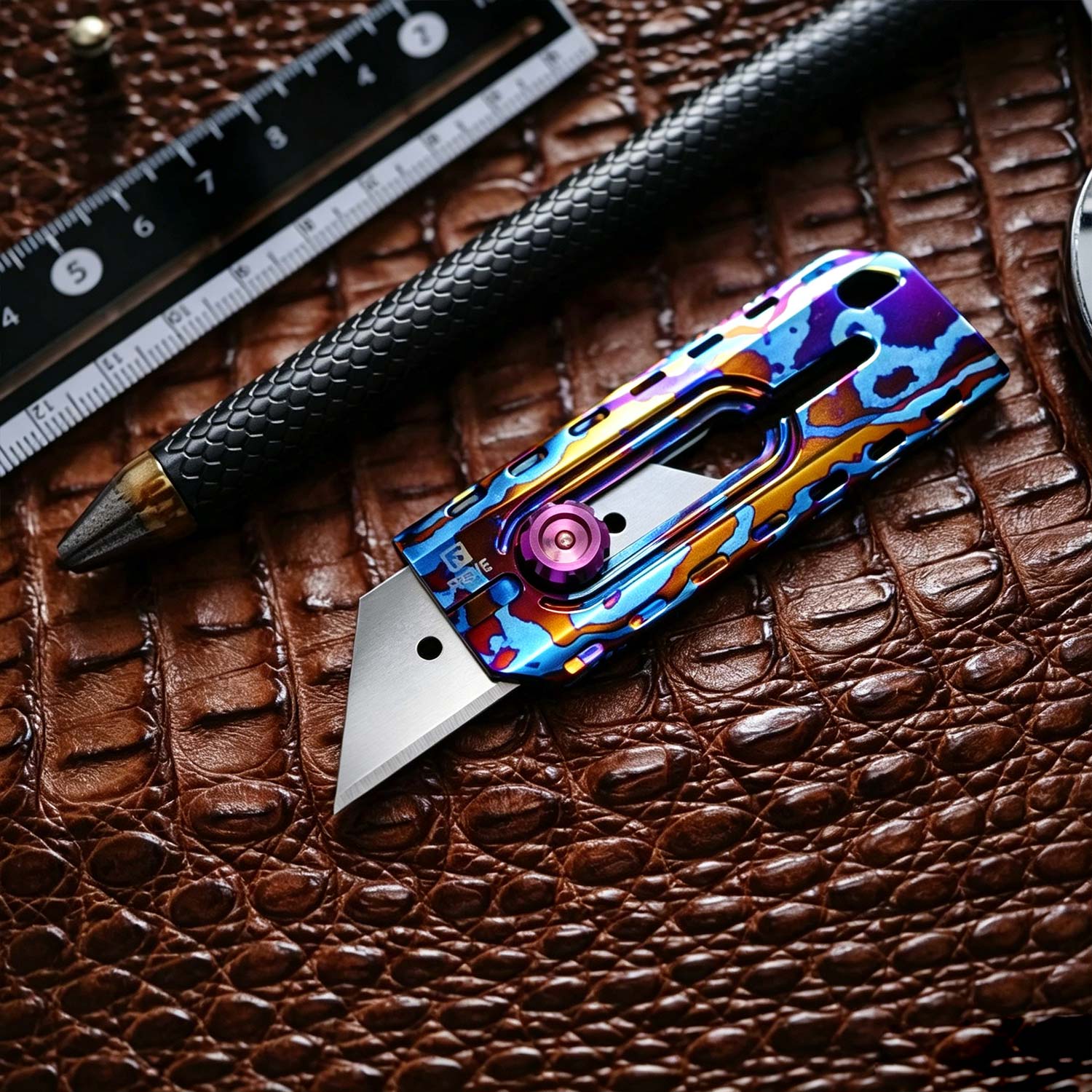 (Default Hong Kong Dollar) FEGVE New Color Titanium Alloy Paper Cutting Knife EDC - Image 3