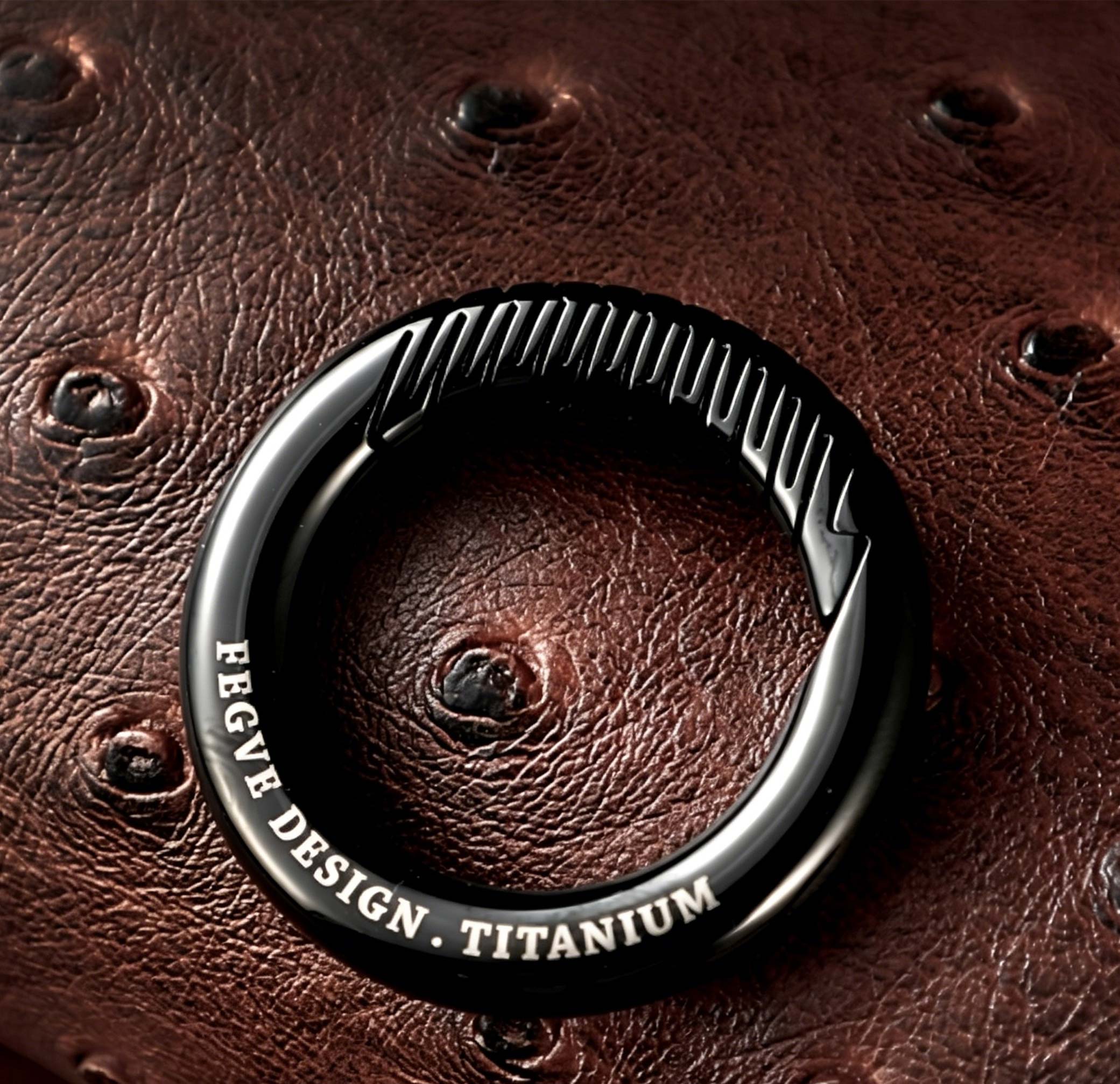 (Default Hong Kong Dollar) Titanium alloy black car keychain Black curved titanium edge 32MM - Image 8