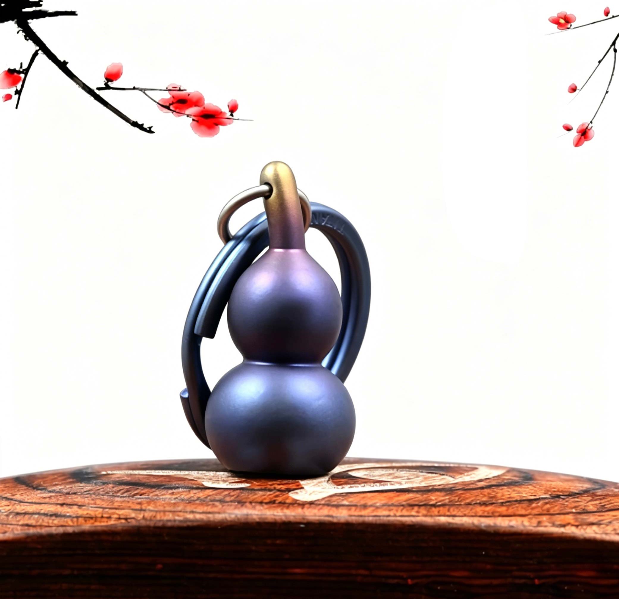 (Default Hong Kong Dollar) FEGVE Wealth Attraction All Titanium Alloy Gourd Keychain Pendant E226 Titanium gourd frosted+circle - Image 6