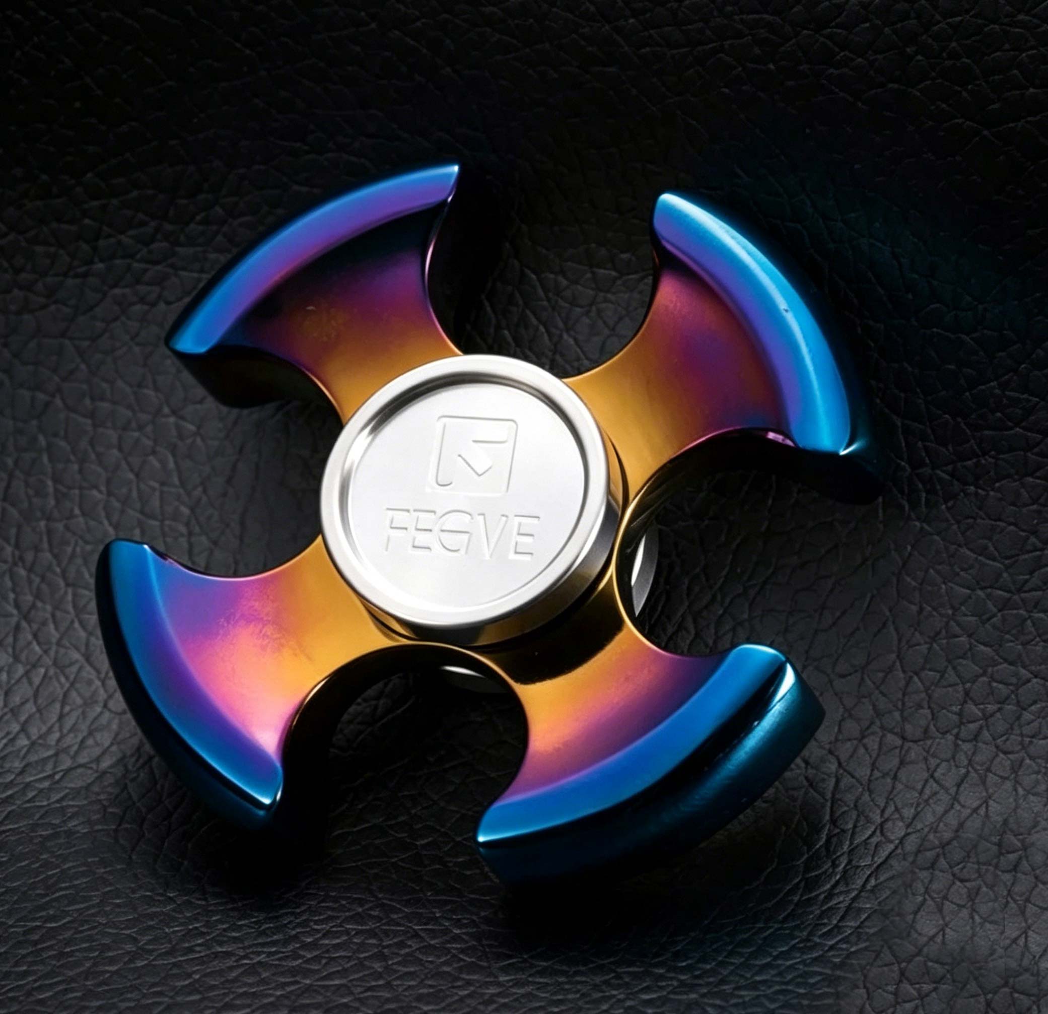 (Default Hong Kong Dollar) FEGVE Meteorite Pattern Four Leaf Titanium Alloy Fingertip spiral four leaf mirror baked blue - Image 2